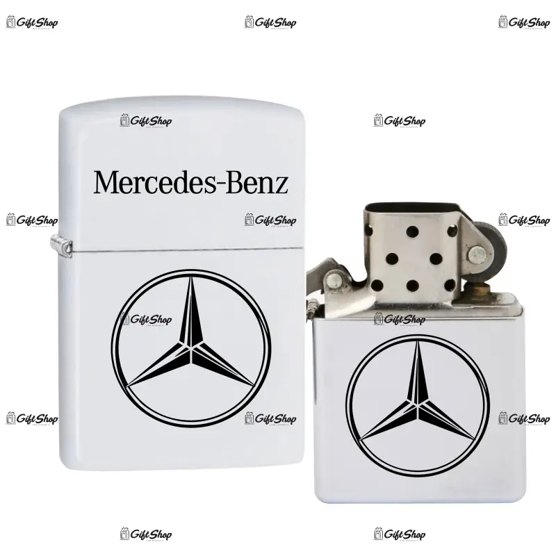 Mercedes, bricheta metalica gravata laser cu mesaj, model 3